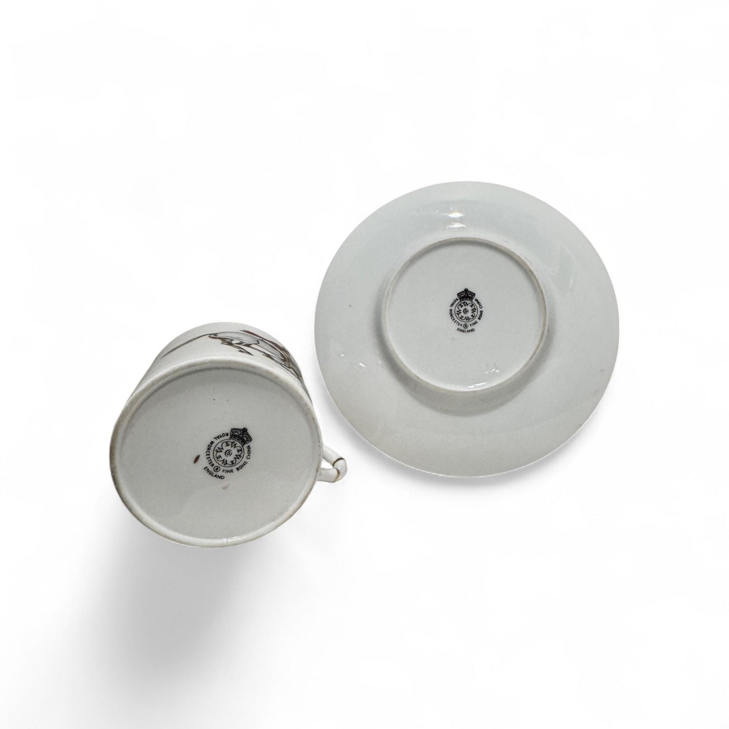 Vintage Royal Worcester Fox Hunt Plate & Demitasse Cup