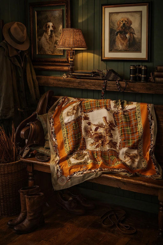 Vintage Brooks Brothers Silk Hunting Dog Scarf