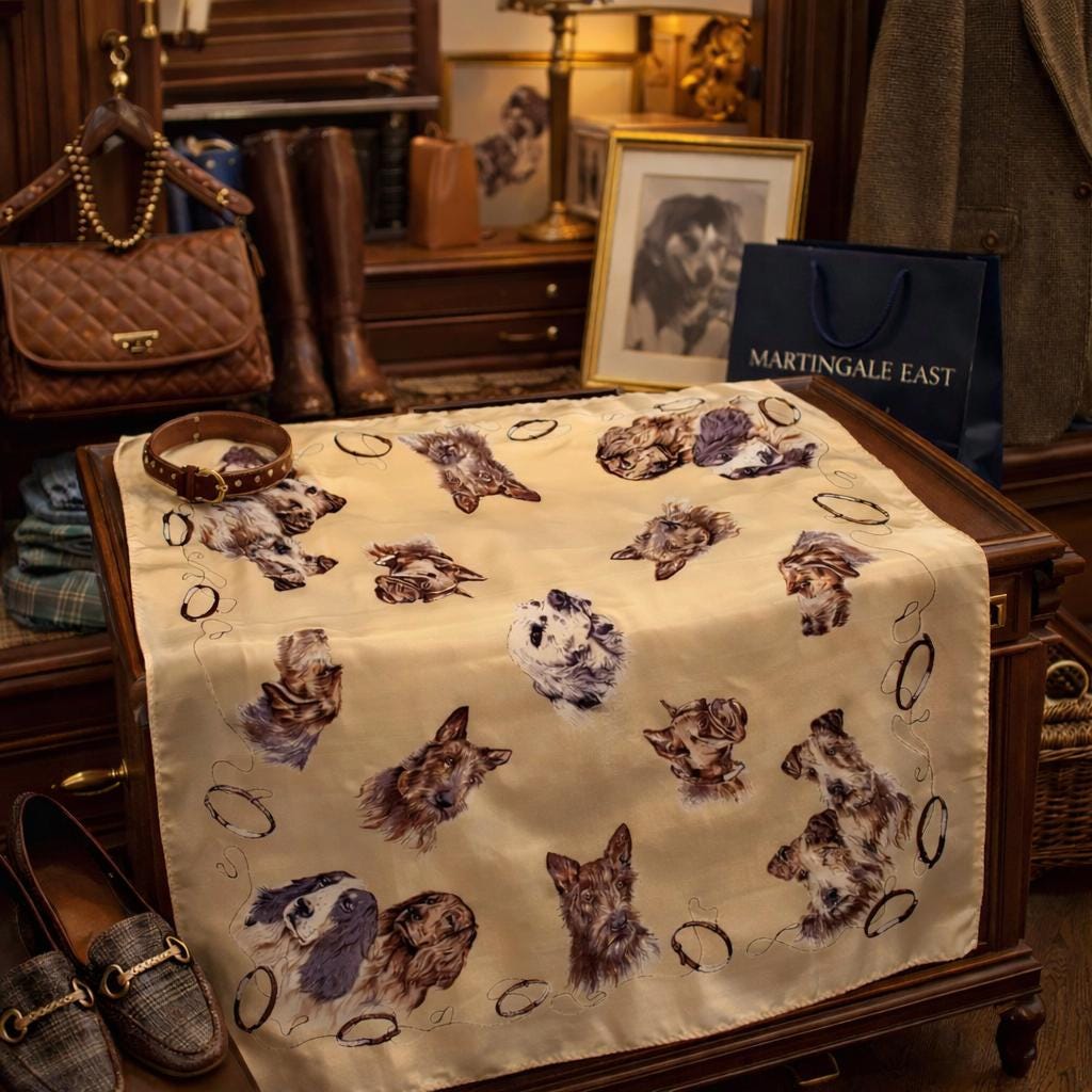 Vintage Sporting Dog Silk Scarf