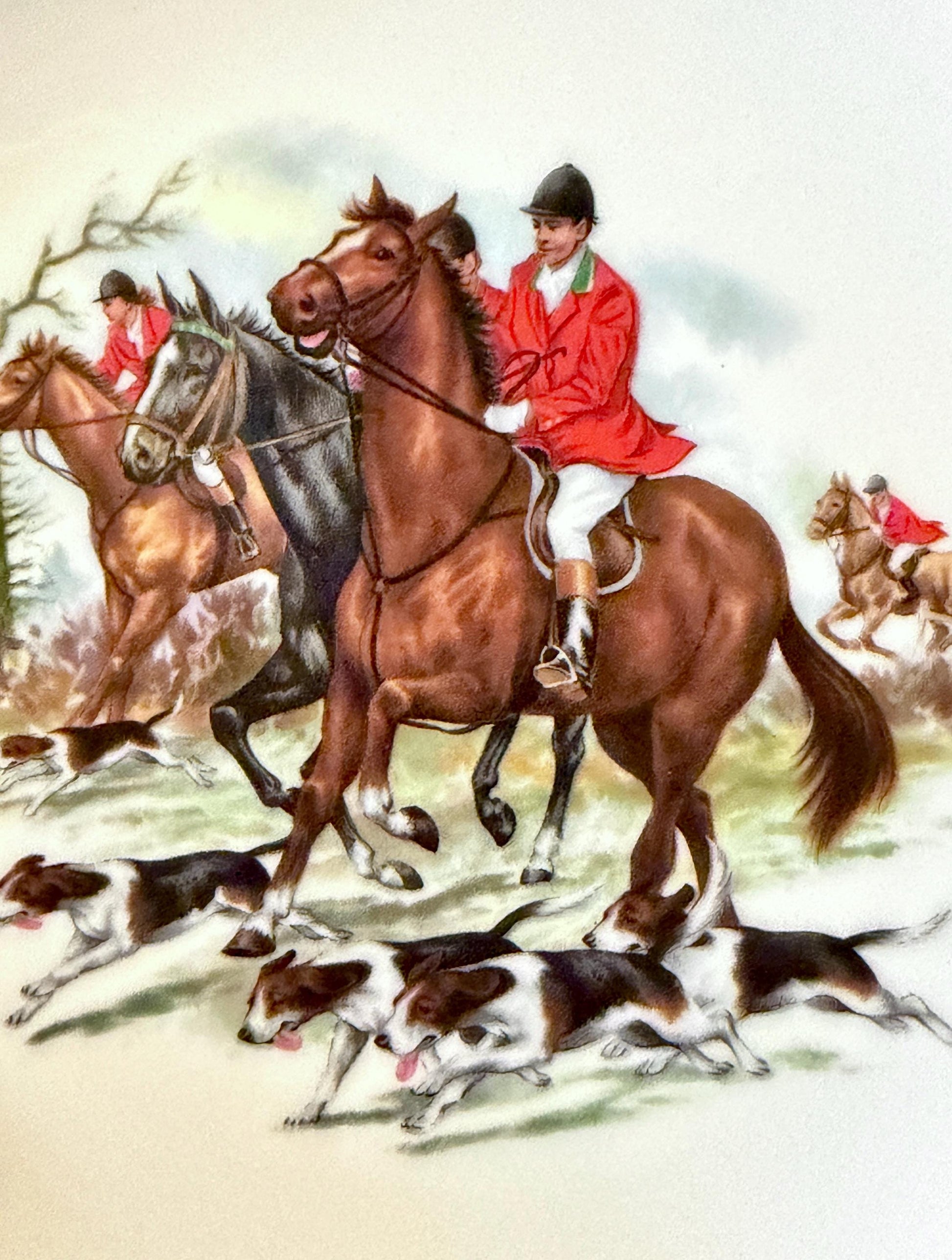 Vintage German Porcelain Fox Hunting Plate