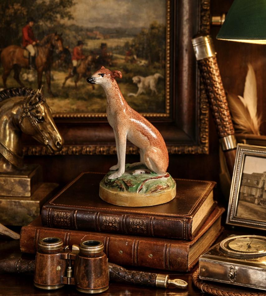 c.1890 Antique Staffordshire Whippet Dog Figurine
