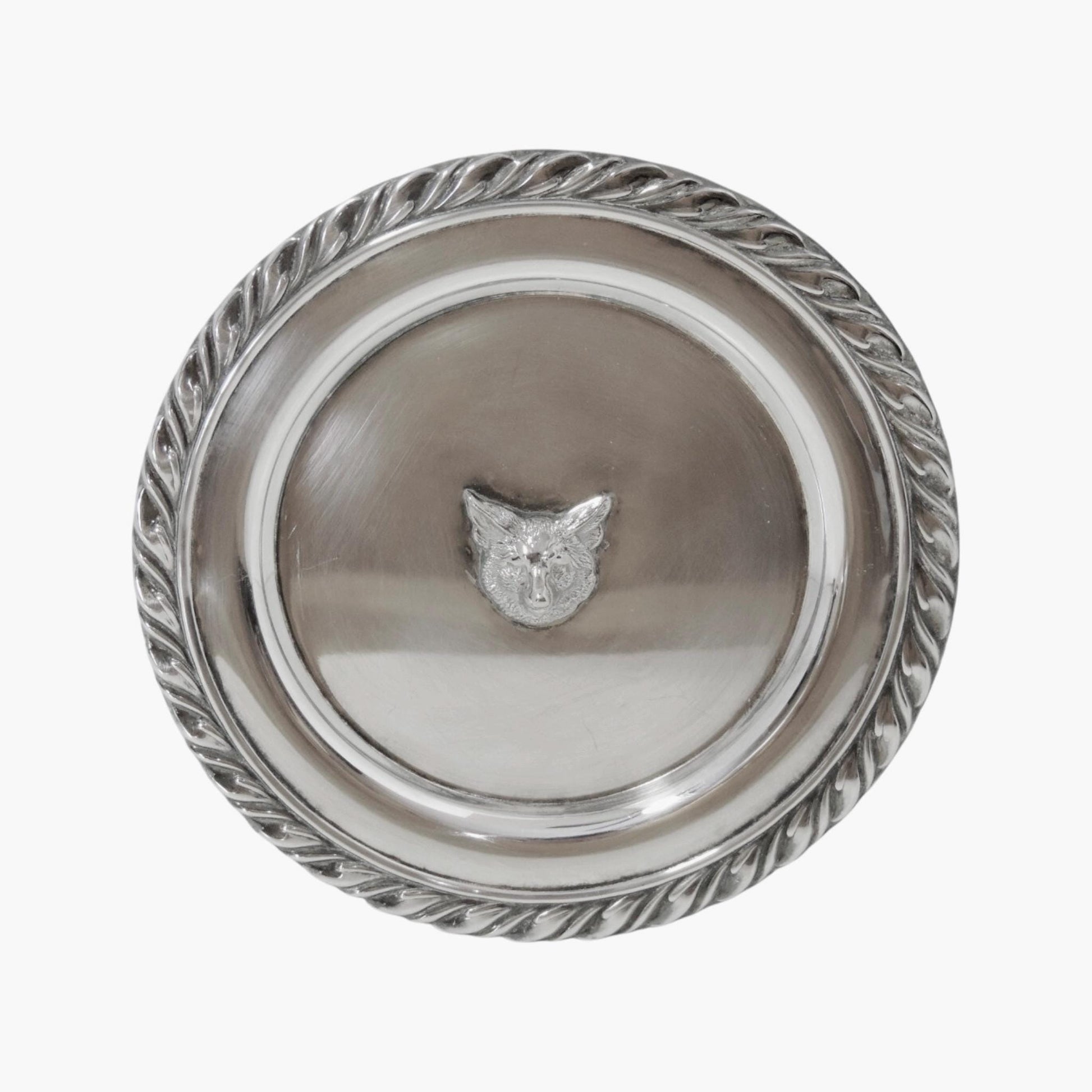 Antique Silver Fox Head Trophy Plate