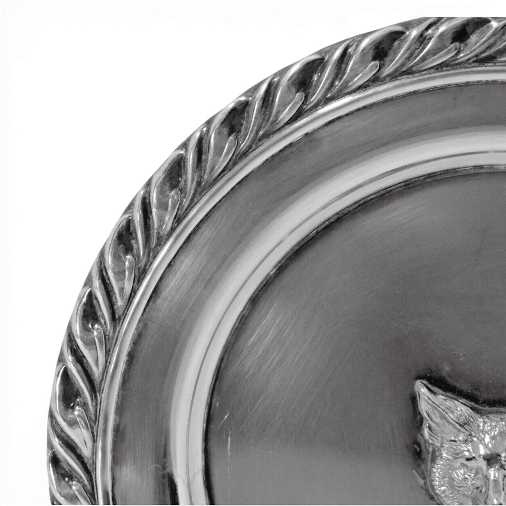 Antique Silver Fox Head Trophy Plate