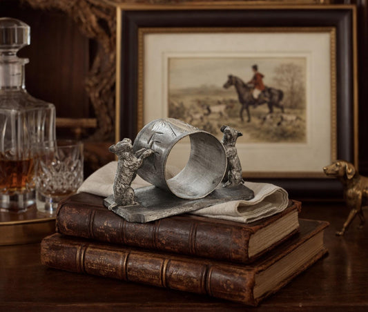 Antique Victorian Figural Dog Napkin Ring | Babcock Quadruple Silverplate