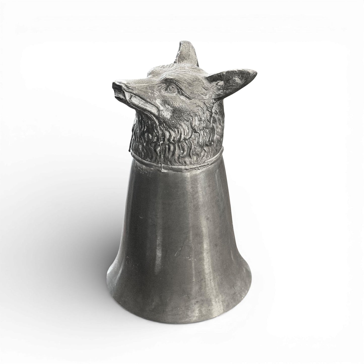 Vintage Pewter Fox Head Stirrup Cup