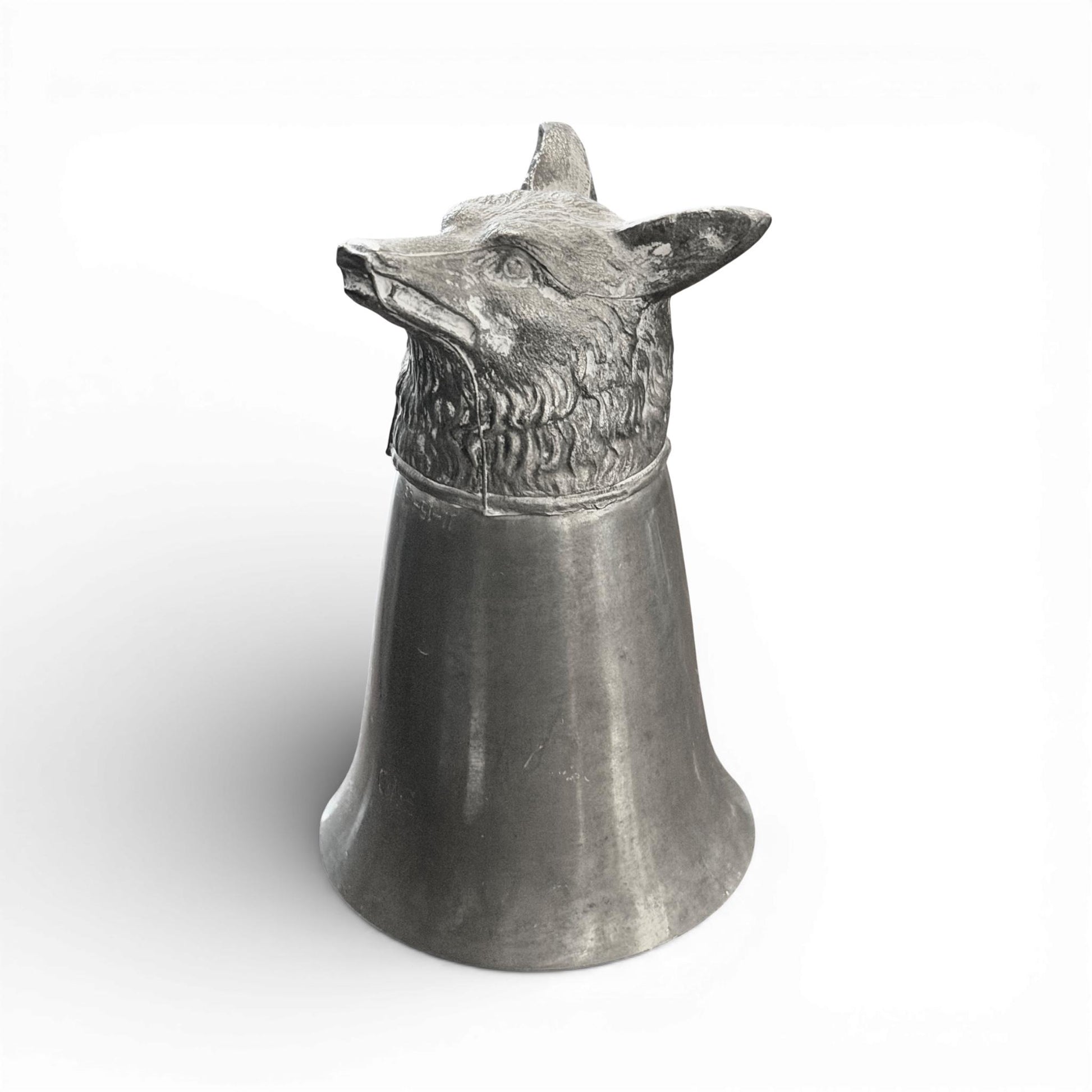 Vintage Pewter Fox Head Stirrup Cup