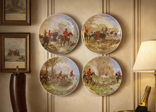 Set of Four J.F. Herring Fox Hunting Plates