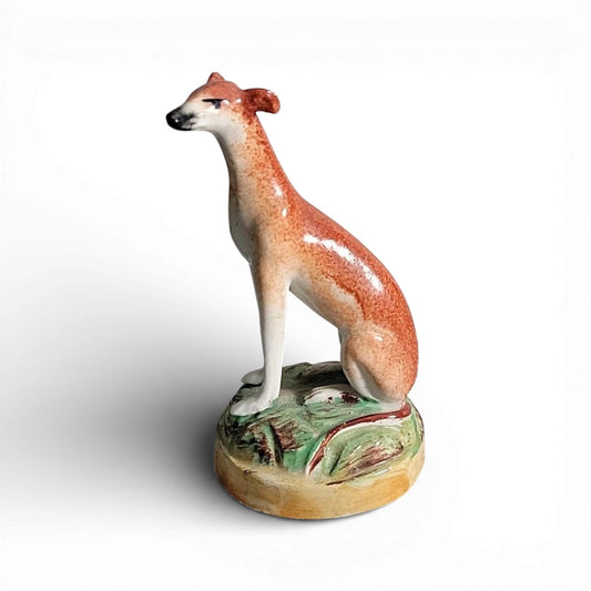 c.1890 Antique Staffordshire Whippet Dog Figurine