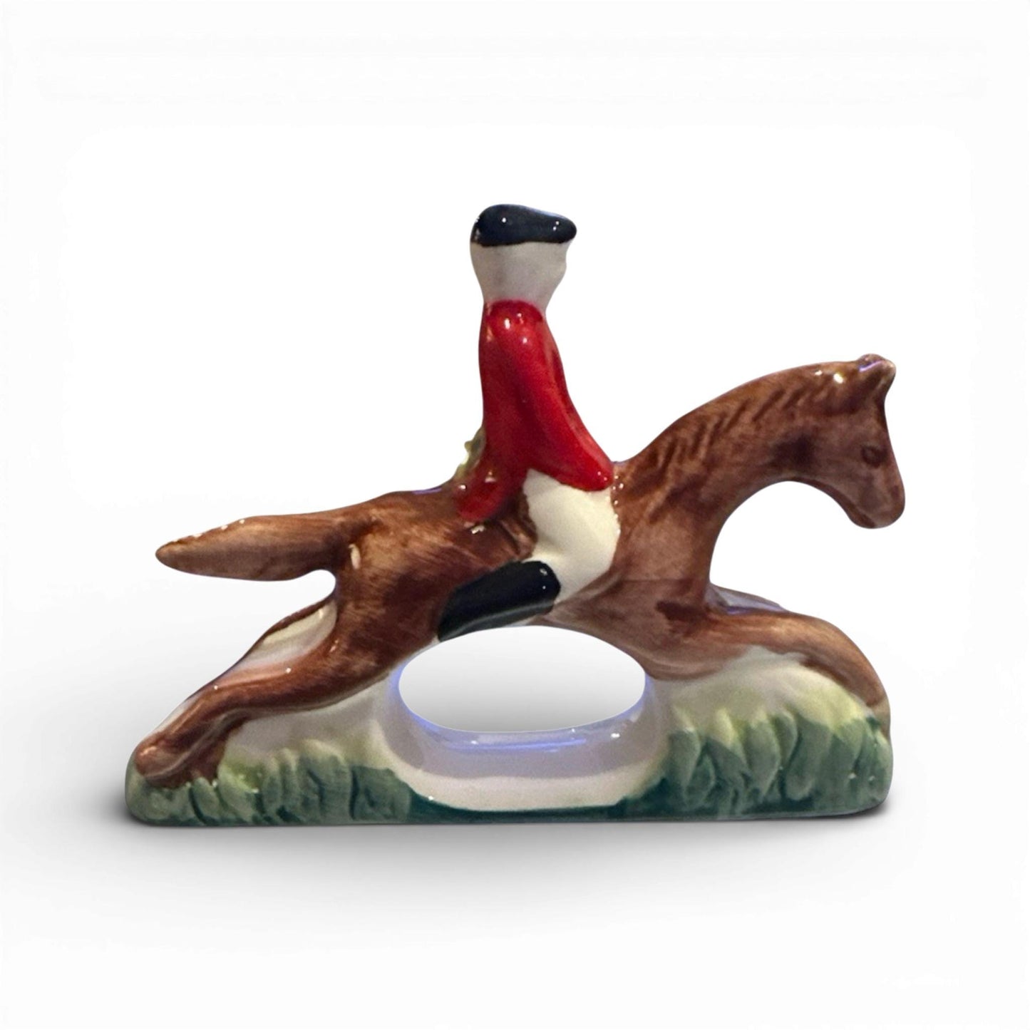 Vintage Pair of Handpainted Ceramic Equestrian Napkin Rings