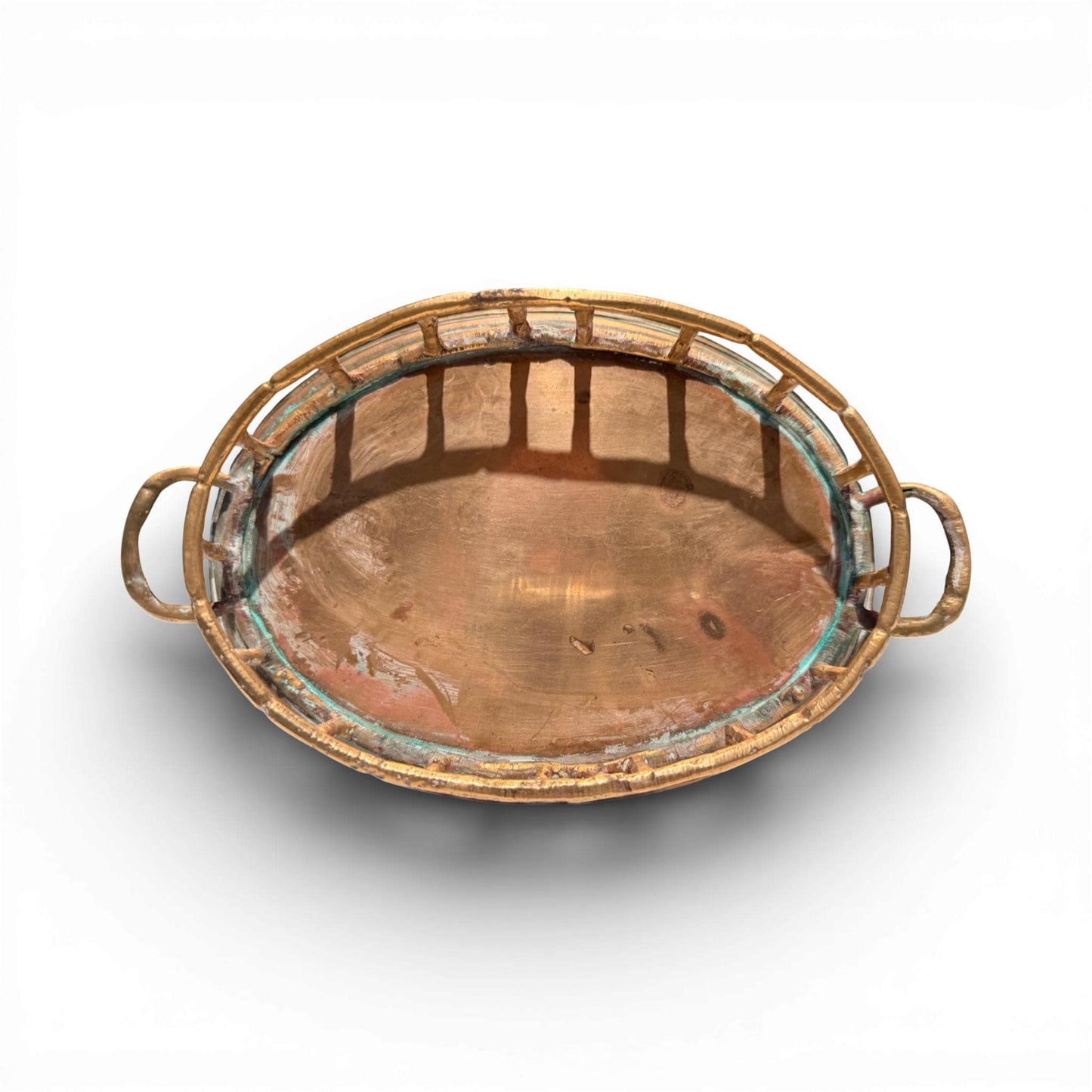 Antique Hammered Brass Bamboo Tray