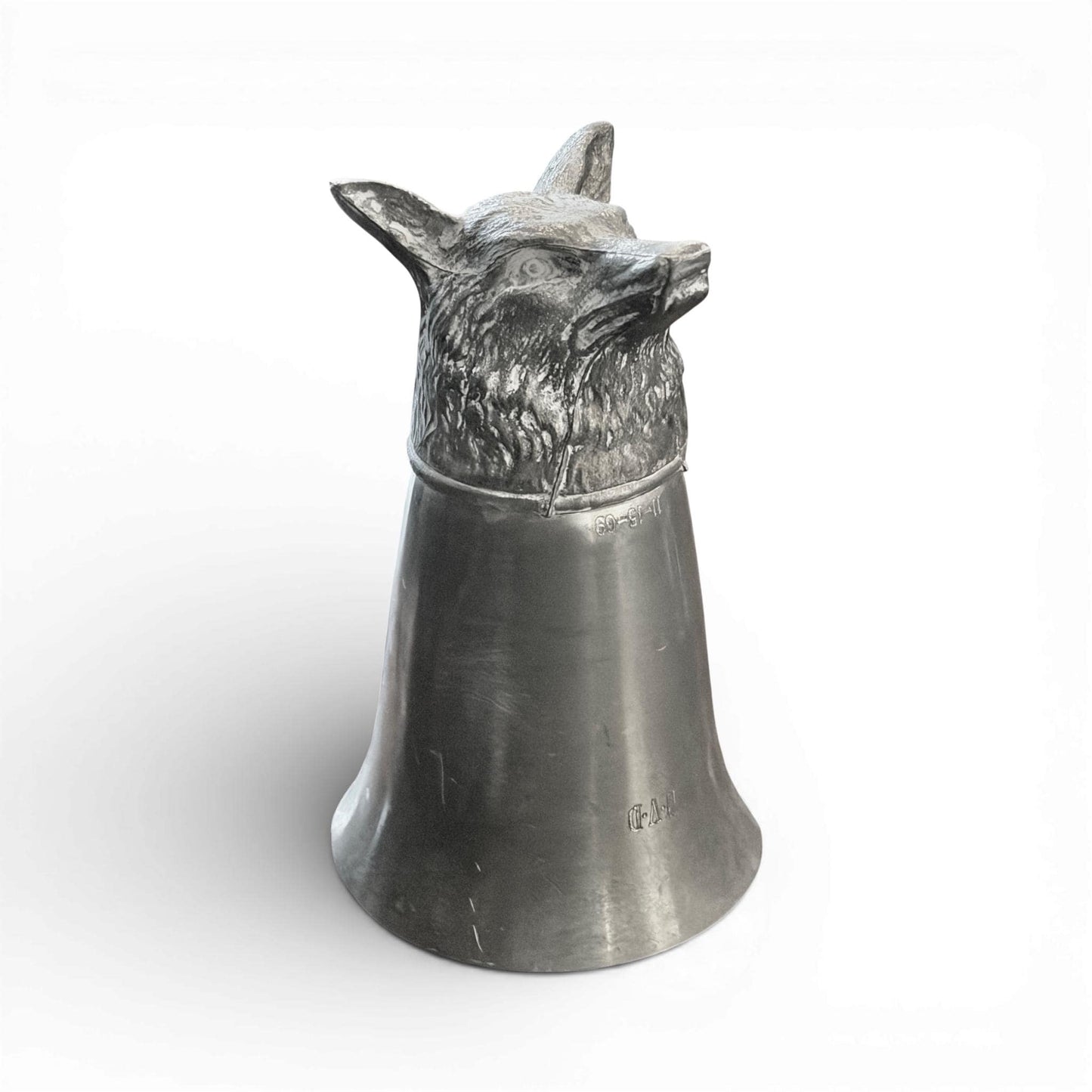 Vintage Pewter Fox Head Stirrup Cup