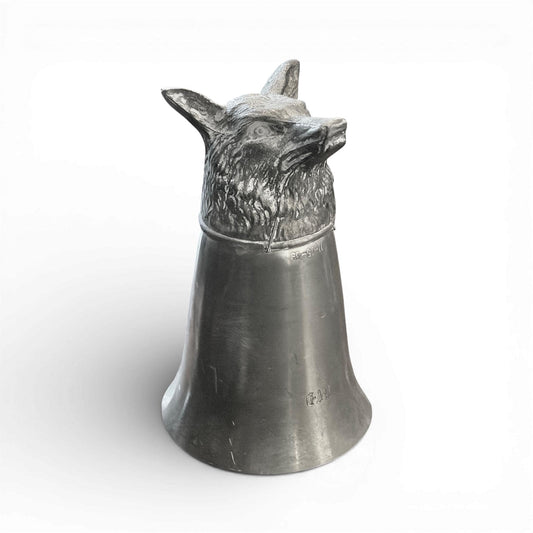 Vintage Pewter Fox Head Stirrup Cup