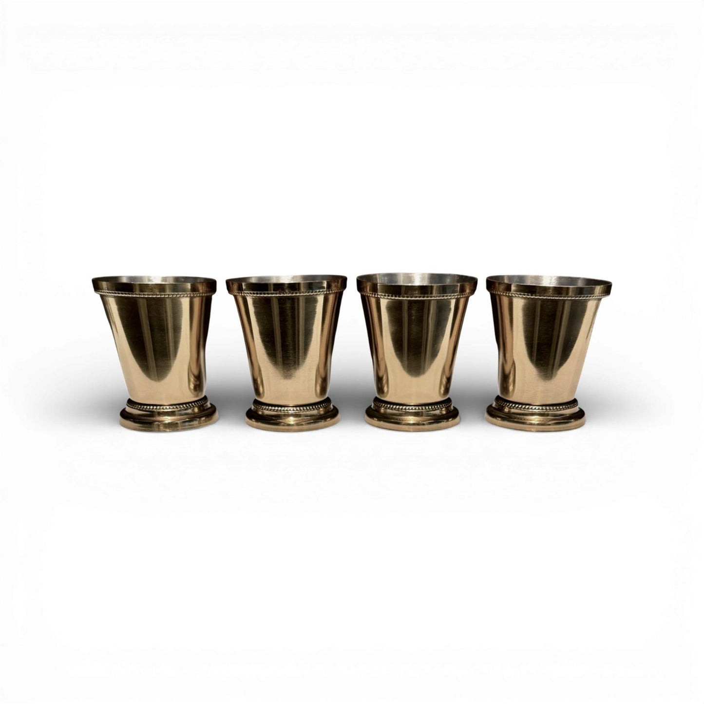 Set of Four Petite Brushed Gold Beaded Rim Julep Cups