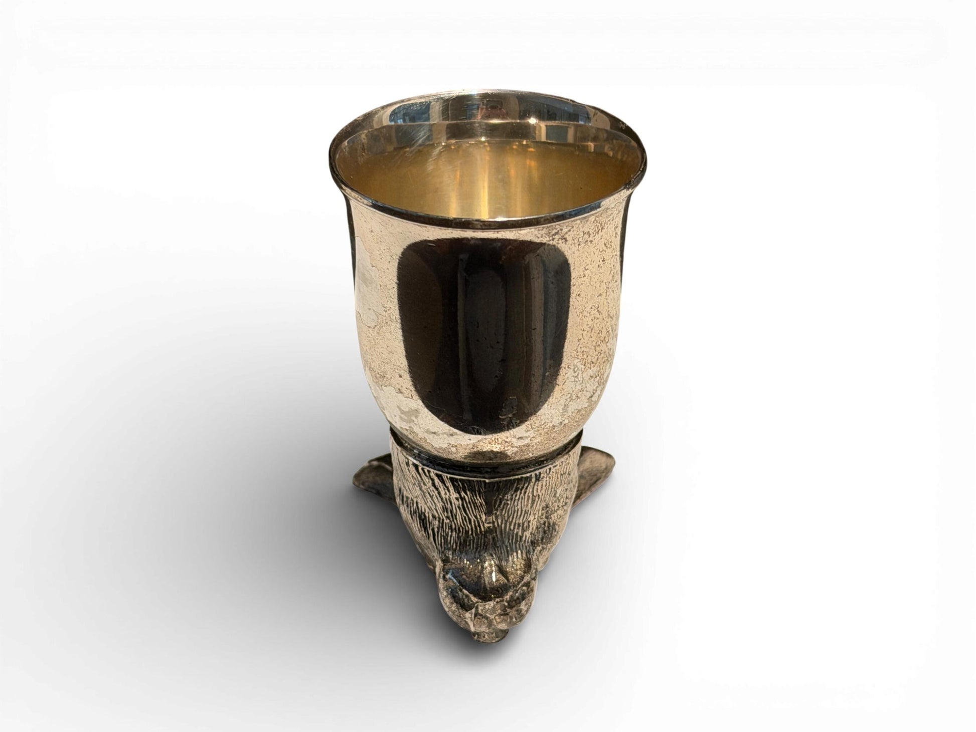 Antique Silver-Plate Hare Stirrup Cup / Jigger