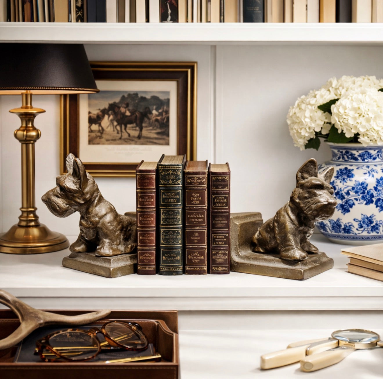 Pair of solid bronze Scottish Terrier dog bookends