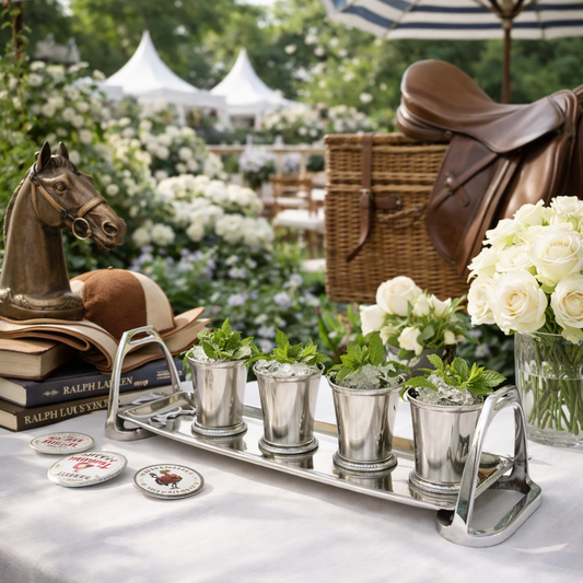 Vintage Silver Equestrian Bit & Stirrup Serving Tray